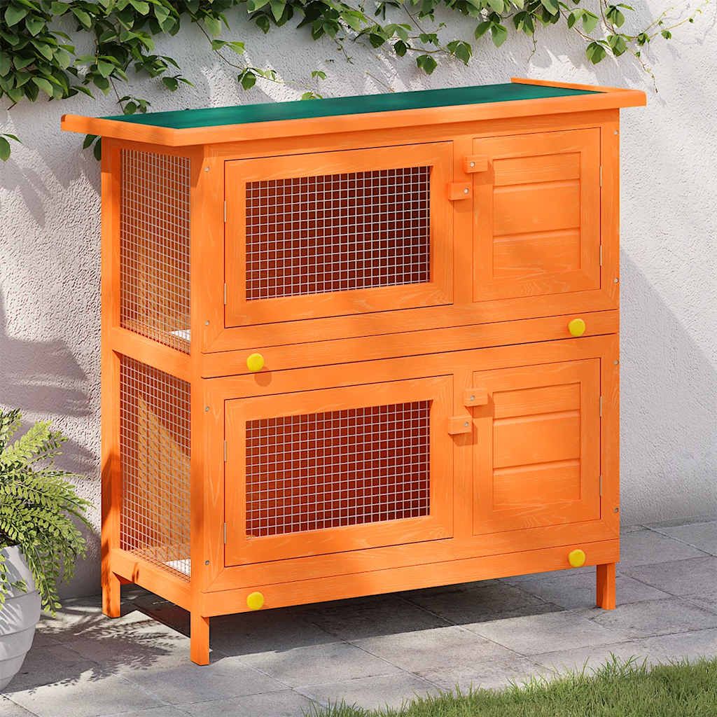 Conigliera da esterno gabbia per piccoli animali domestici con 4 porte in legno vidaXL