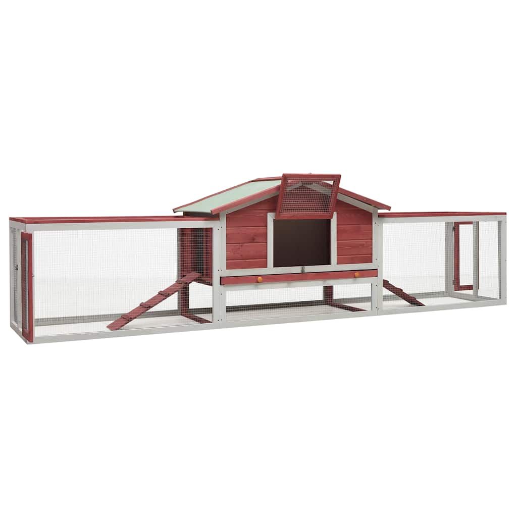 Conigliera Rossa 310x70x87 cm in Legno Massello di Pino e Abete vidaXL
