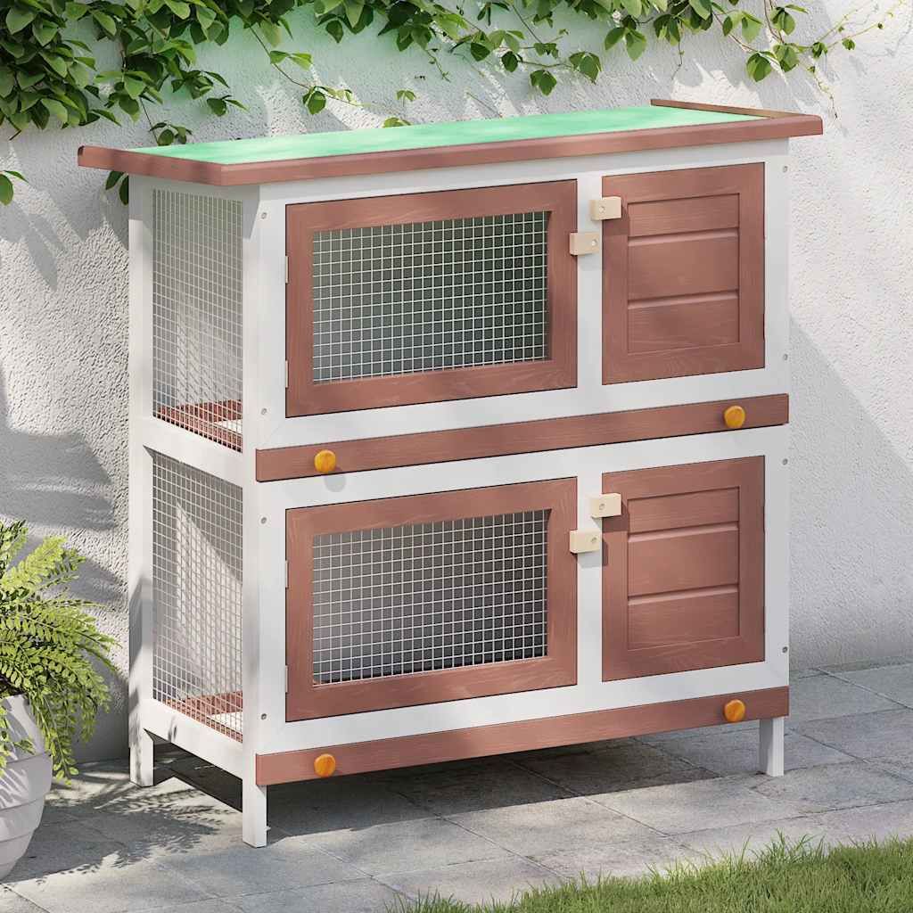 Conigliera per Esterni con 4 Porte Rosso in Legno vidaXL