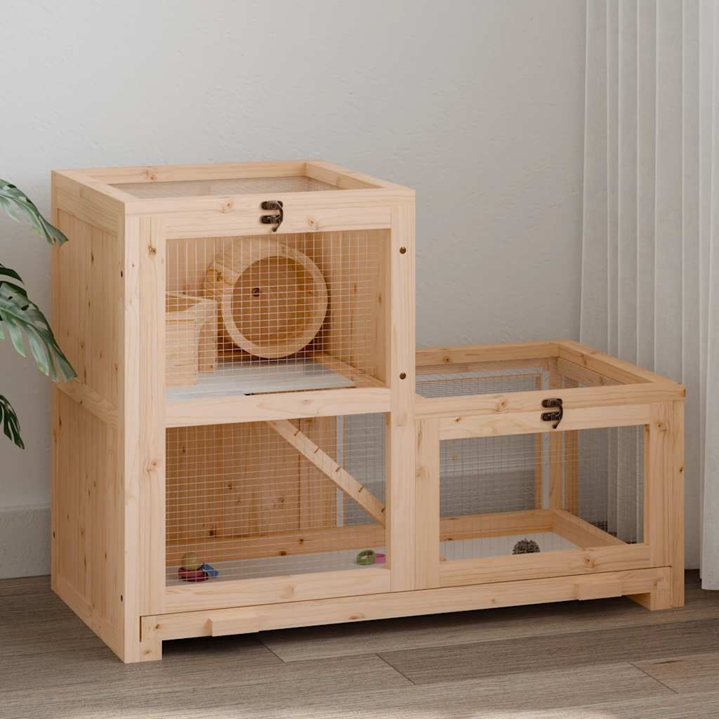 Gabbia per Criceti 81x40x60 cm in Legno Massello di Abete vidaXL