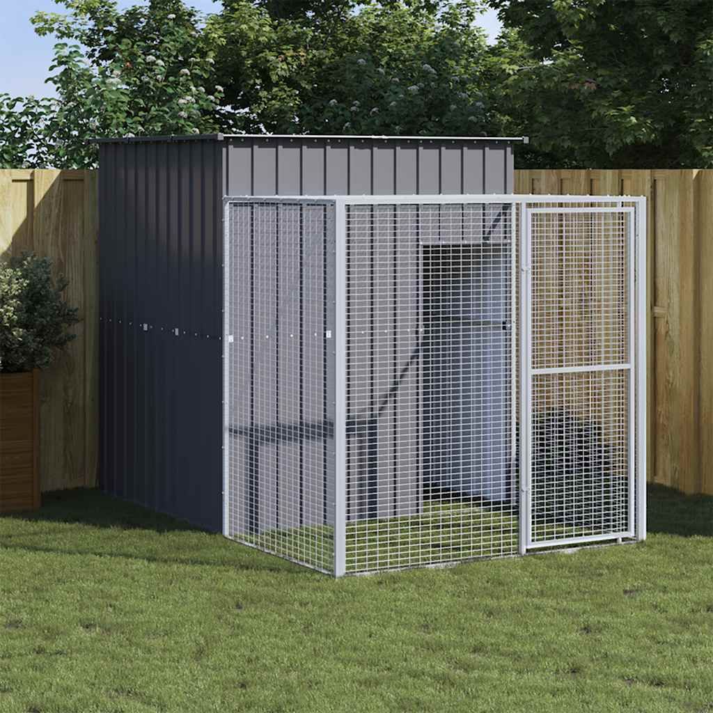 Pollaio con Area Corsa Antracite 165x251x181 cm Acciaio Zincato vidaXL