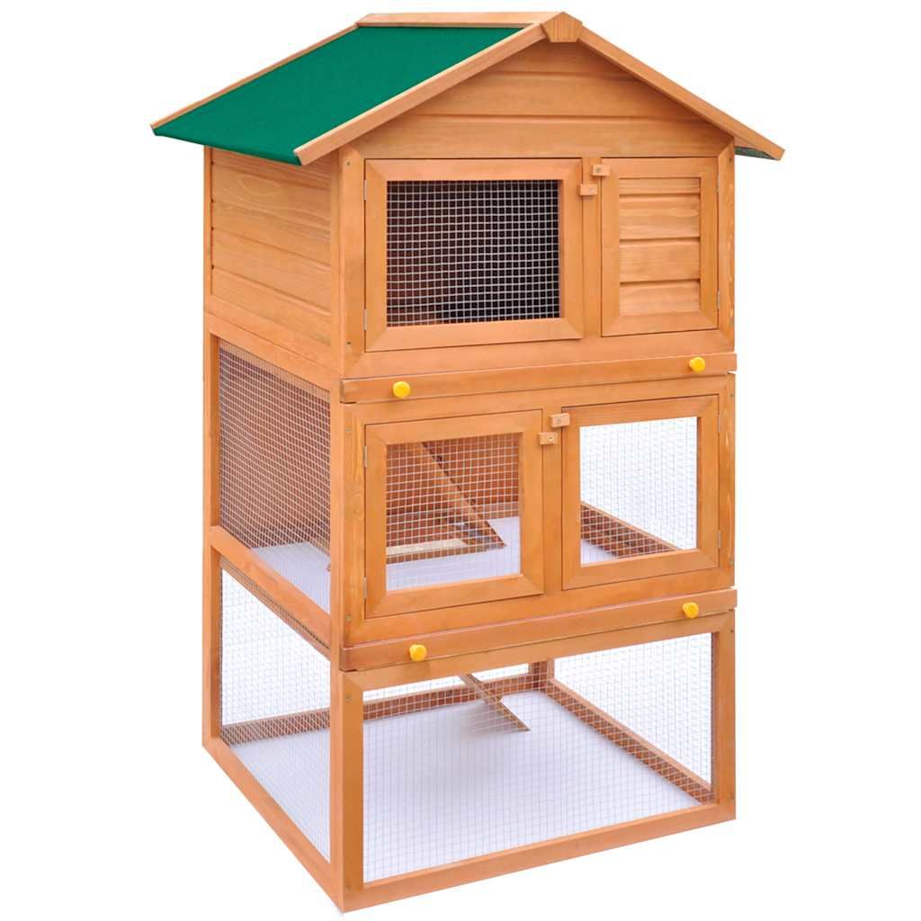 Conigliera all'Aperto Gabbia Animali Piccoli a 3 Livelli Legno vidaXL