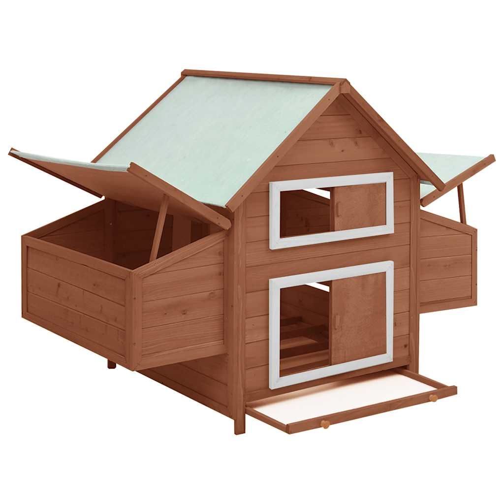 Pollaio Moka e Bianco 150x96x110 cm Legno Massello di Abete vidaXL