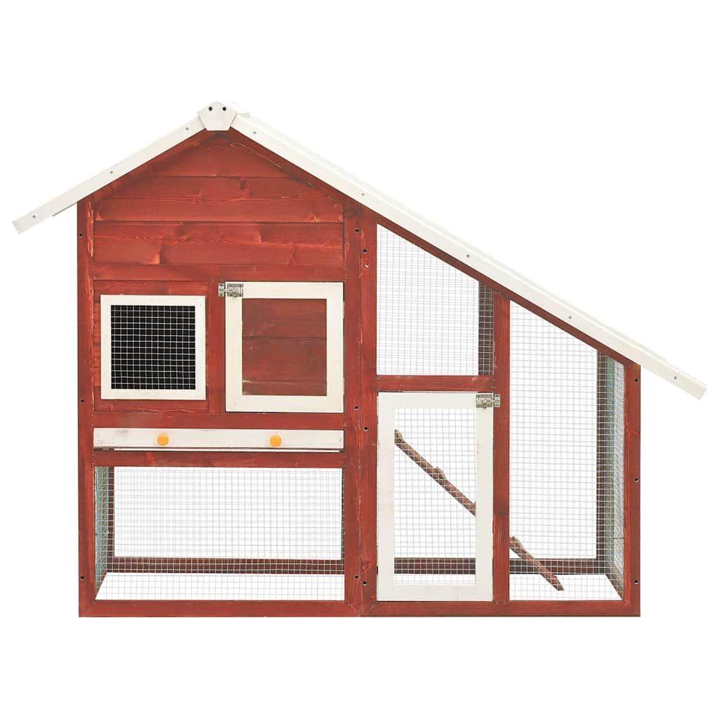 Conigliera Rosso e Bianco 140x63x120cm Legno Massello di Abete vidaXL
