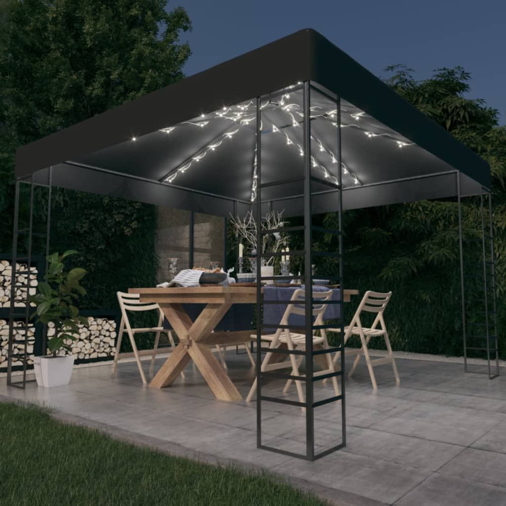 Gazebo da Giardino con Luci LED a Stringa 3x3 m Antracite vidaXL