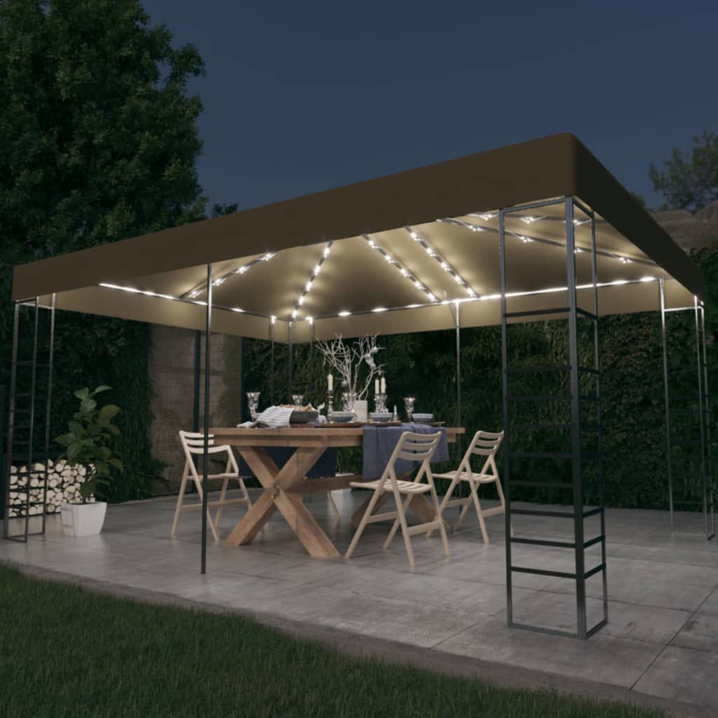 Gazebo con Luci LED a Stringa 3x4 m Grigio Talpa vidaXL