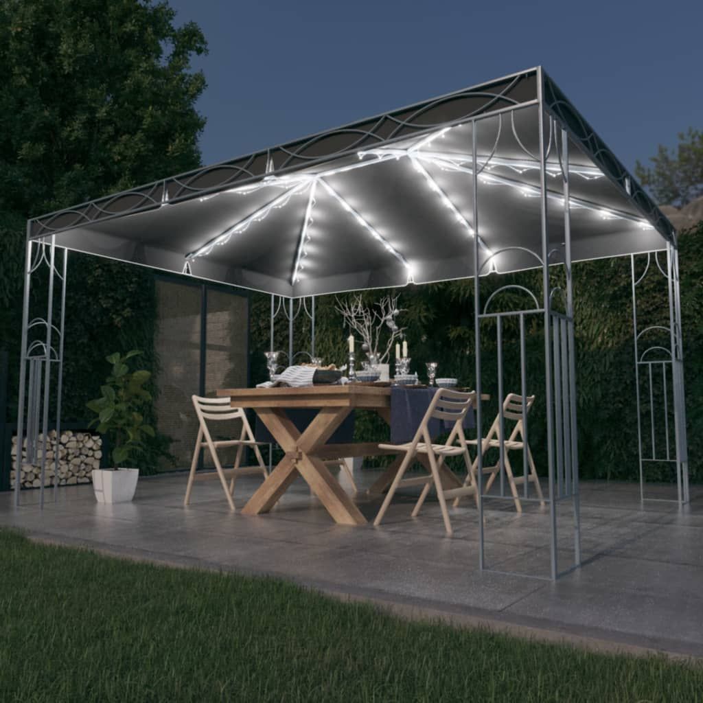 Gazebo con Stringa di Luci LED 400x300 cm Antracite vidaXL