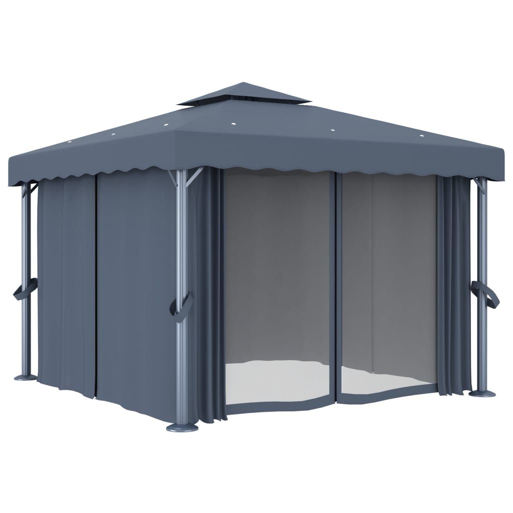 Gazebo con Tende 3x3 cm Antracite Alluminio vidaXL