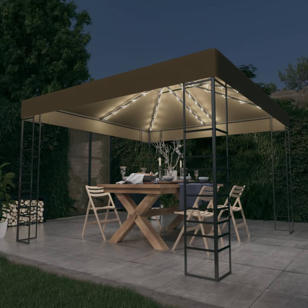 Gazebo con Luci LED a Stringa 3x3 m Grigio Talpa vidaXL