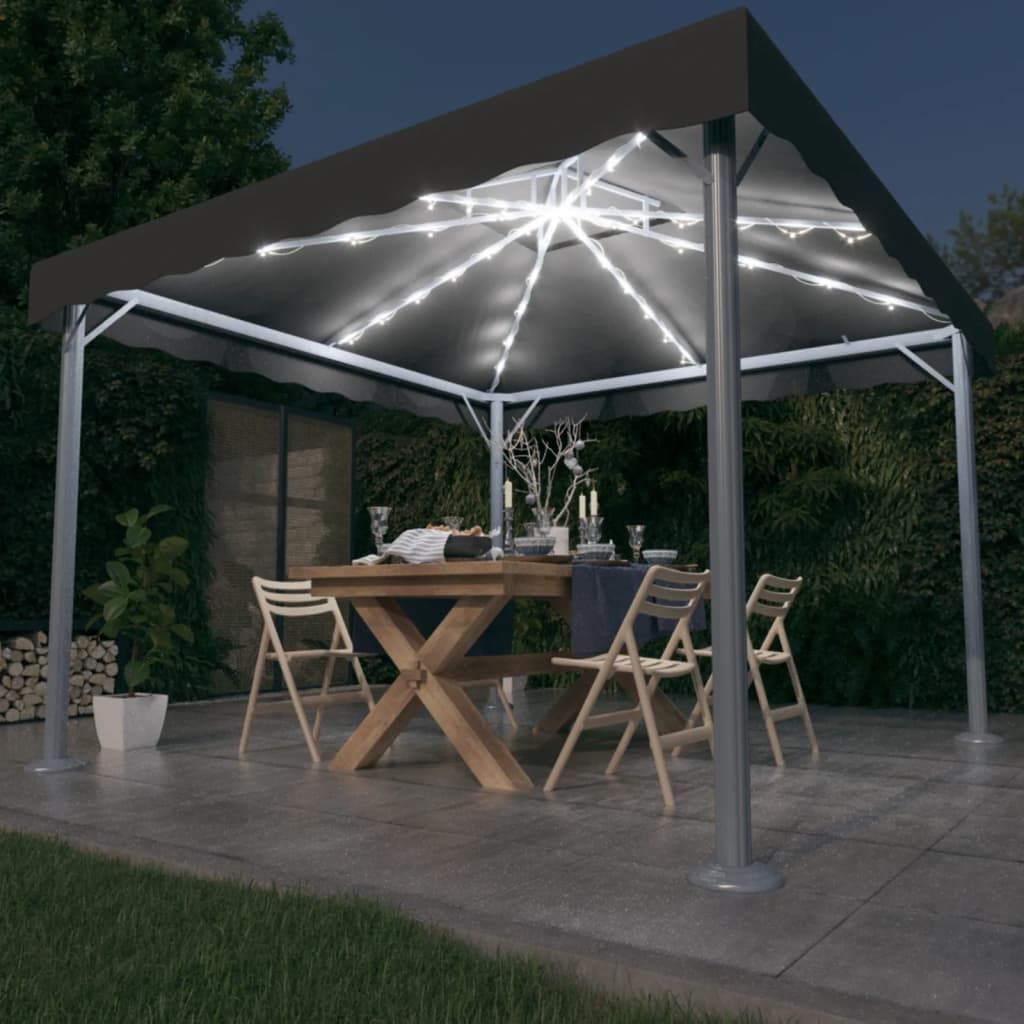 Gazebo con Stringa di Luci LED 300x300 cm Antracite Alluminio vidaXL