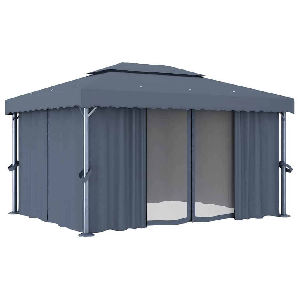 Gazebo con Tende 4x3 cm Antracite Alluminio vidaXL