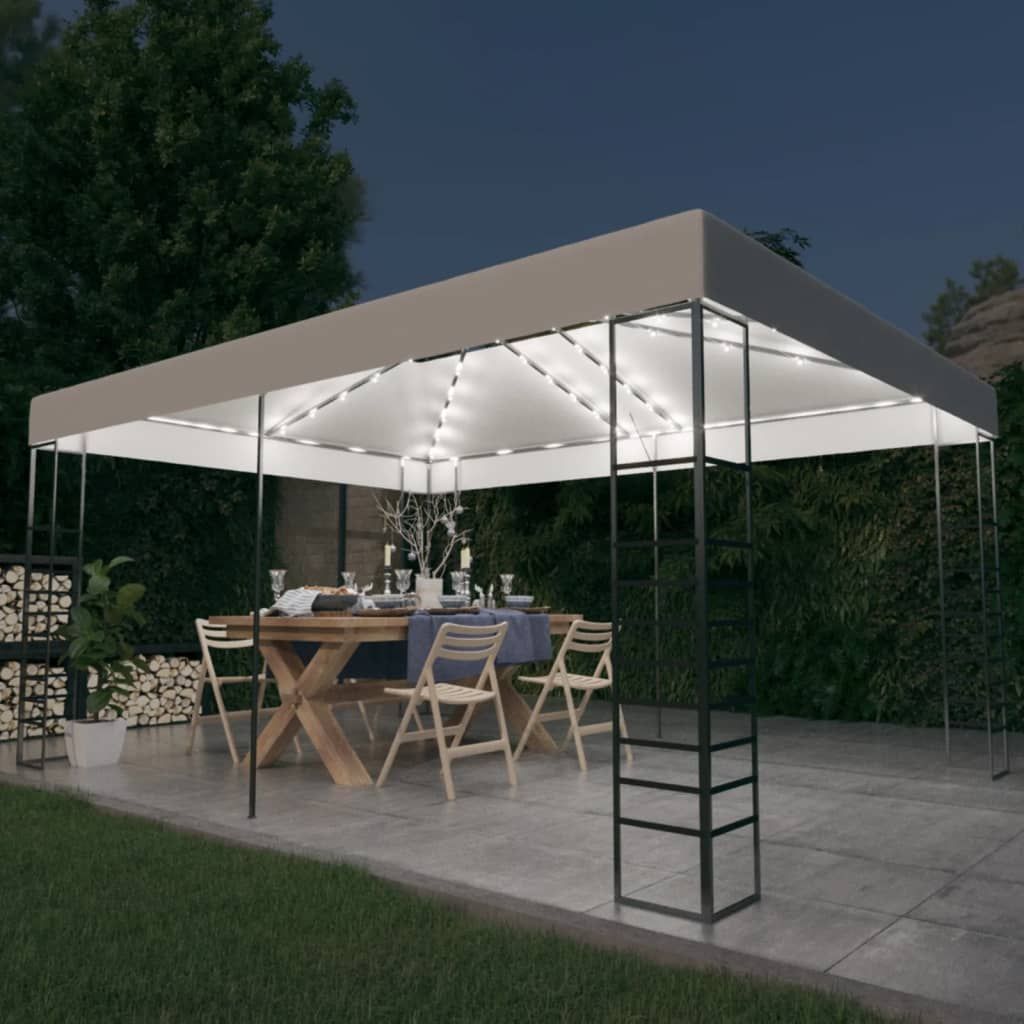 Gazebo con Stringa di Luci LED 4x3x2,7 m Bianco vidaXL