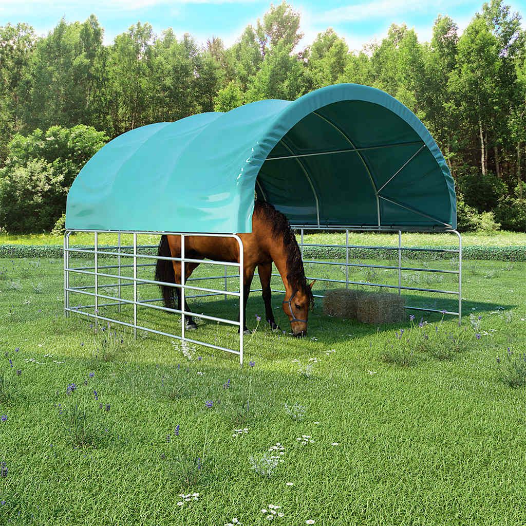 Tenda per Bestiame in PVC 3,7x3,7 m Verde vidaXL