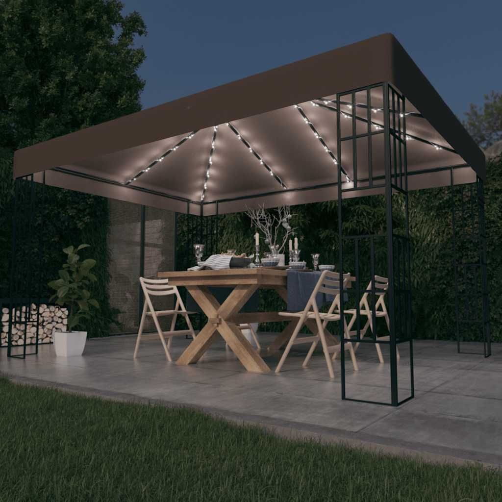 Gazebo con Luci a Stringa LED 4x3 m Grigio Talpa vidaXL