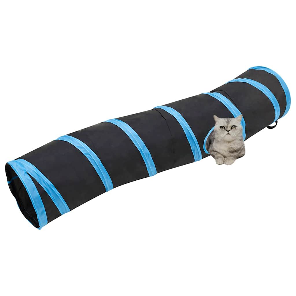 Tunnel per Gatti a S Nero e Blu 122 cm Poliestere vidaXL
