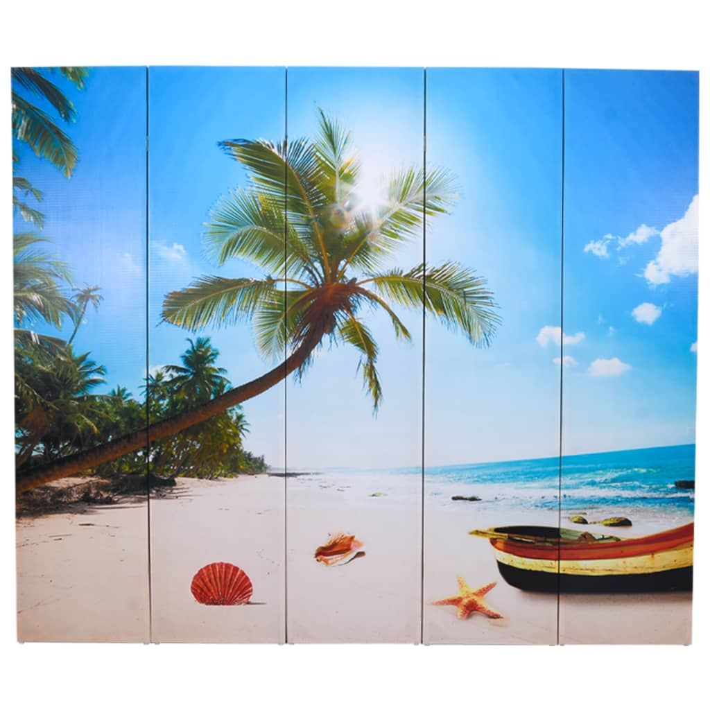 Paravento Pieghevole 200x170 cm con Stampa Spiaggia vidaXL