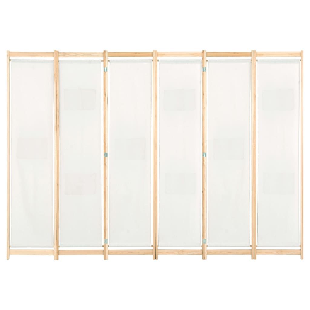 Divisorio a 6 Pannelli 240x170x4 cm in Tessuto Crema vidaXL