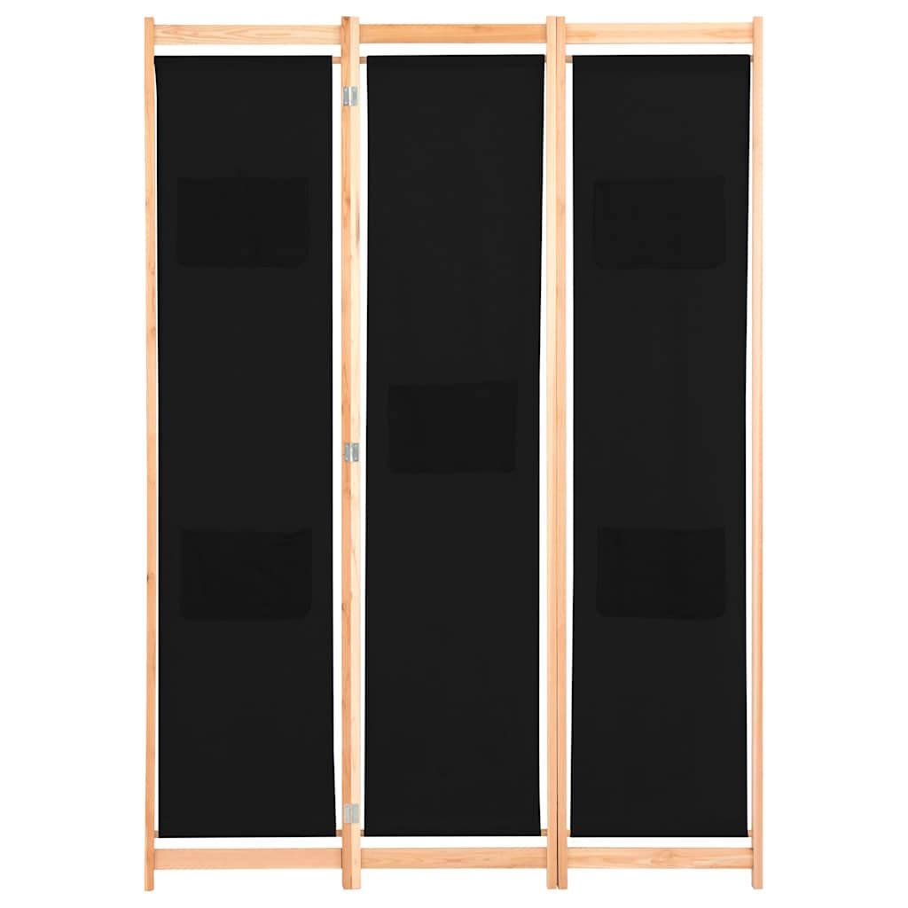 Divisorio a 3 Pannelli Nero 120x170x4 cm in Tessuto vidaXL