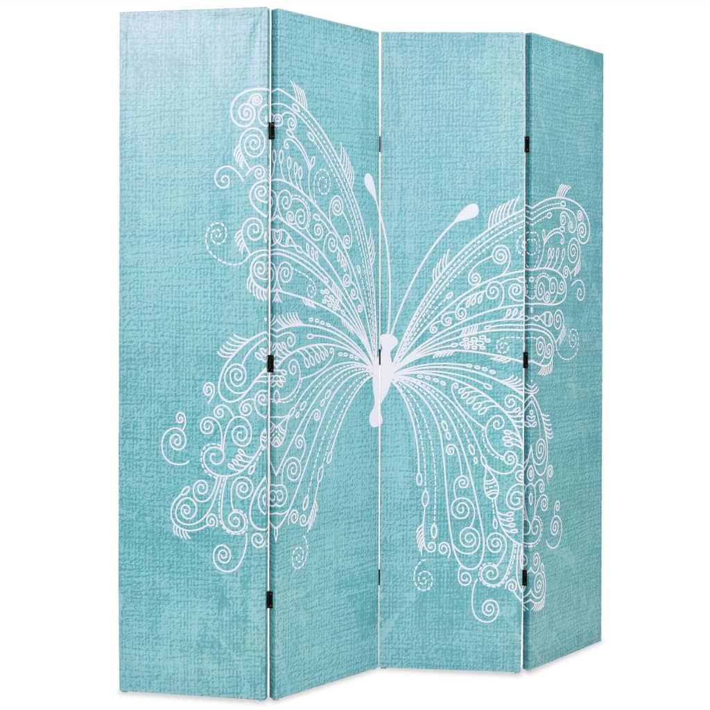 Paravento Pieghevole 160x170 cm Stampa Farfalla Blu vidaXL