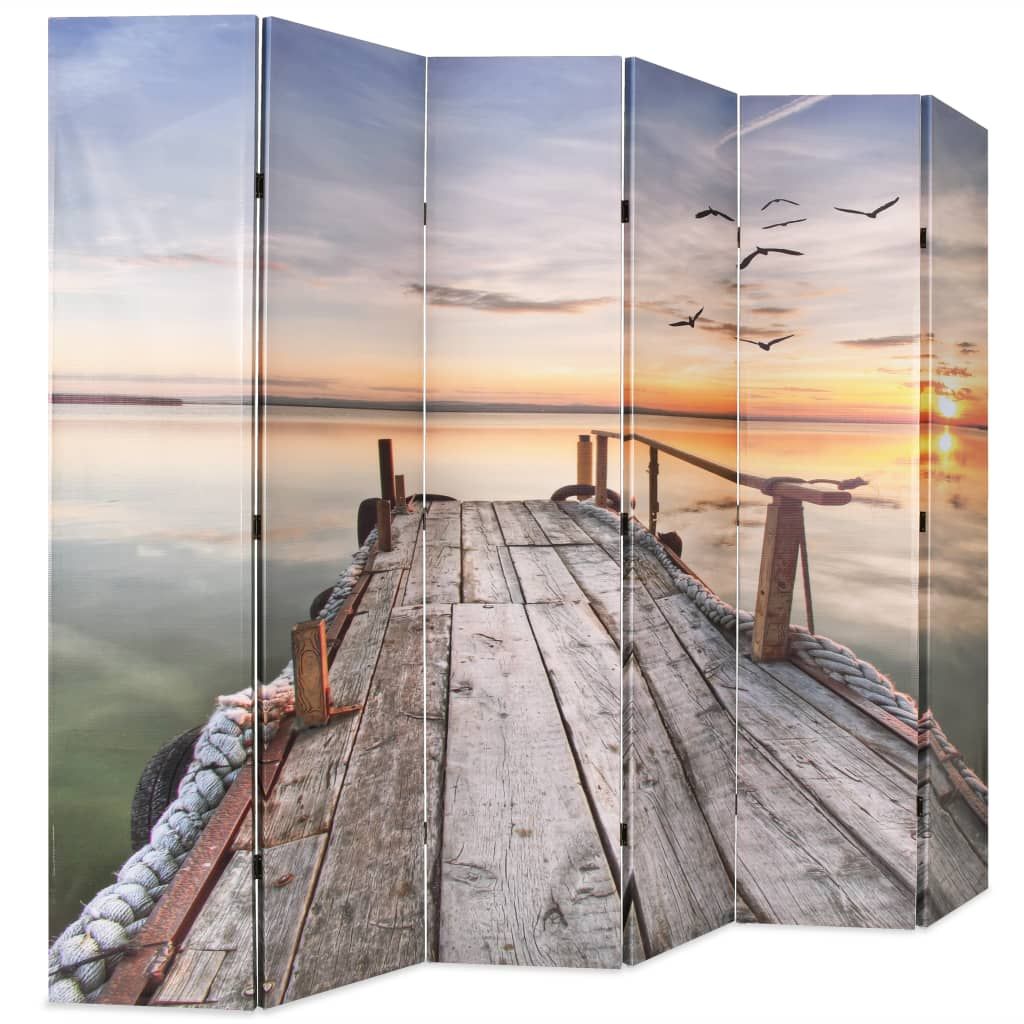 Paravento Pieghevole 228x170 cm Stampa Lago vidaXL