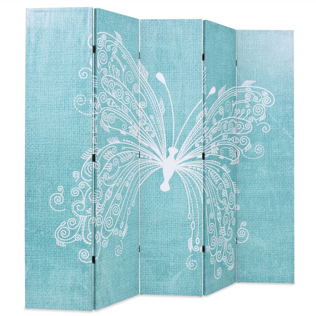 Paravento Pieghevole 200x170 cm Stampa Farfalla Blu vidaXL