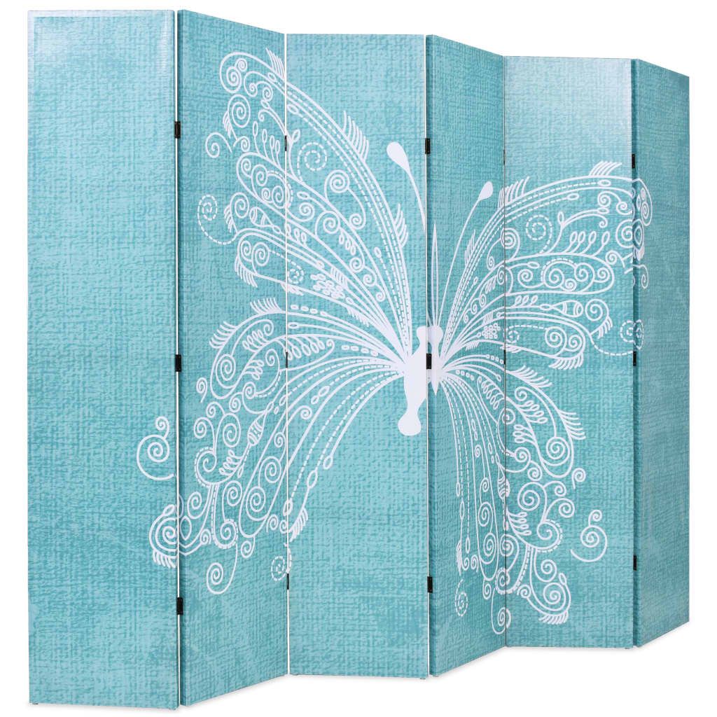 Paravento Pieghevole 228x170 cm Stampa Farfalla Blu vidaXL