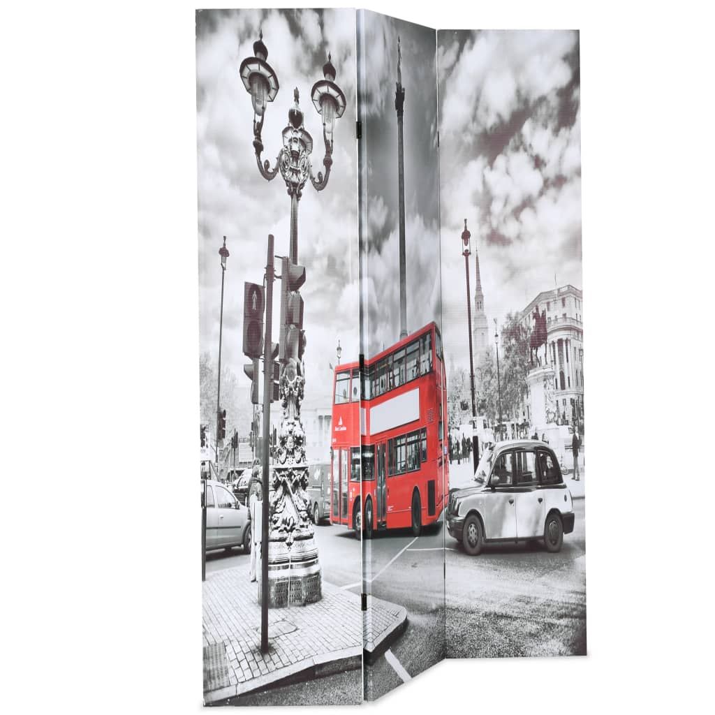 Paravento Pieghevole 120x170 cm Stampa Bus Londra Bianco e Nero vidaXL