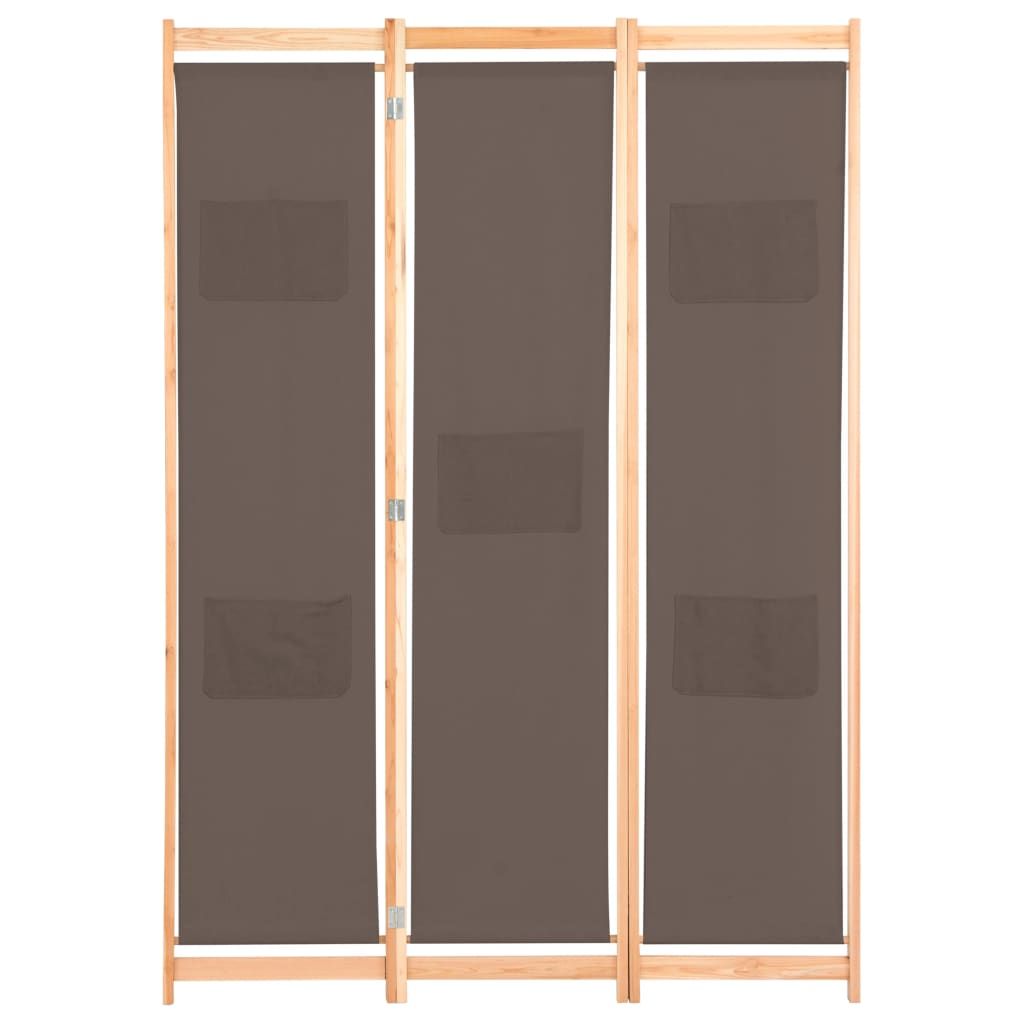 Divisorio a 3 Pannelli Marrone 120x170x4 cm in Tessuto vidaXL