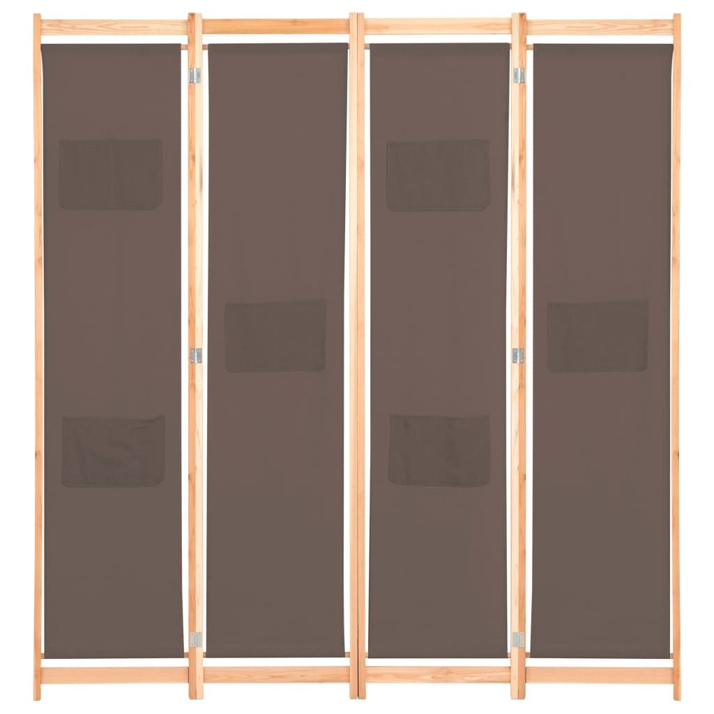 Divisorio a 4 Pannelli Marrone 160x170x4 cm in Tessuto vidaXL