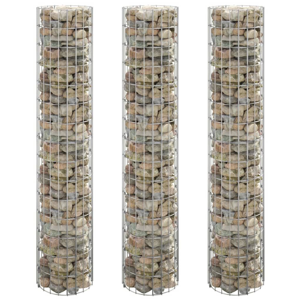 Fioriere Gabbione Circolare 3 pz in Acciaio Zincato Ø30x150 cm vidaXL