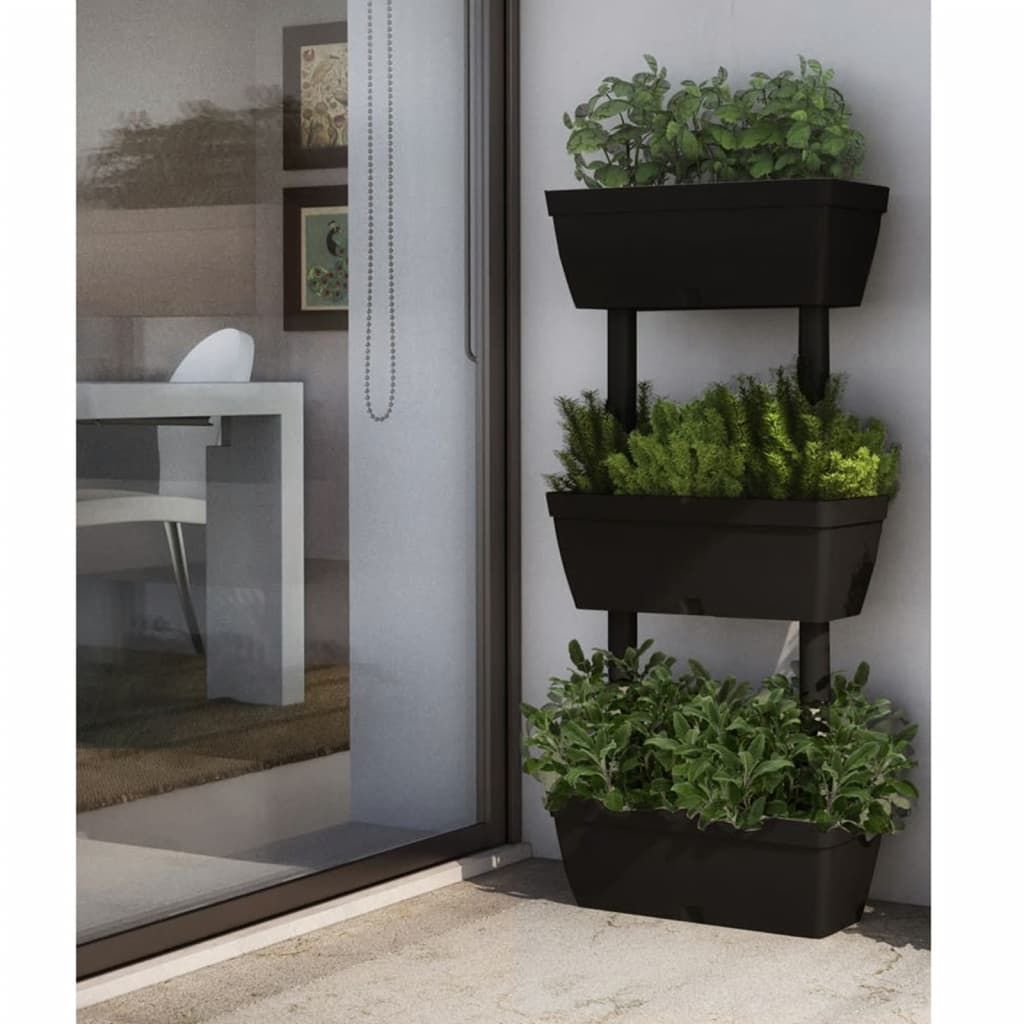 Fioriere da Giardino 3 pz 100 cm Antracite vidaXL