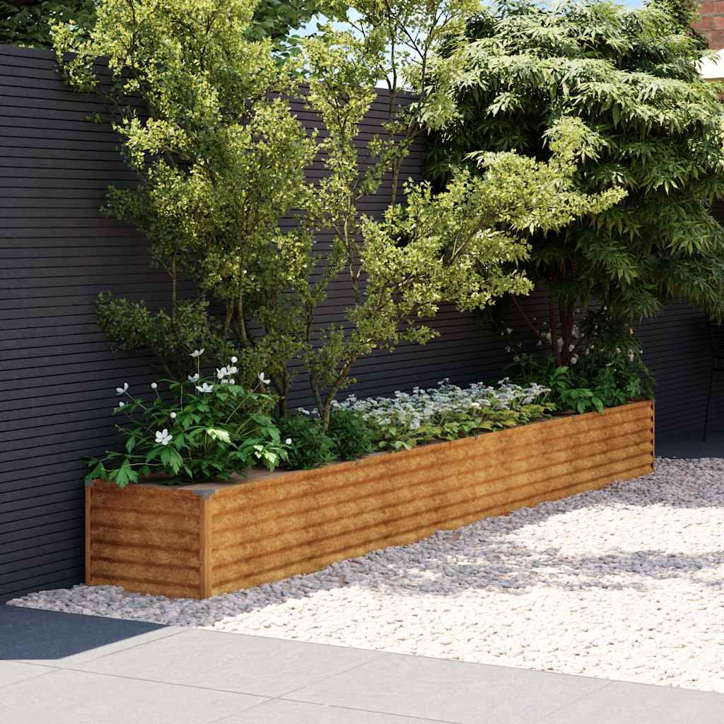 Letto Rialzato da Giardino 386x50x36 cm Acciaio Corten vidaXL