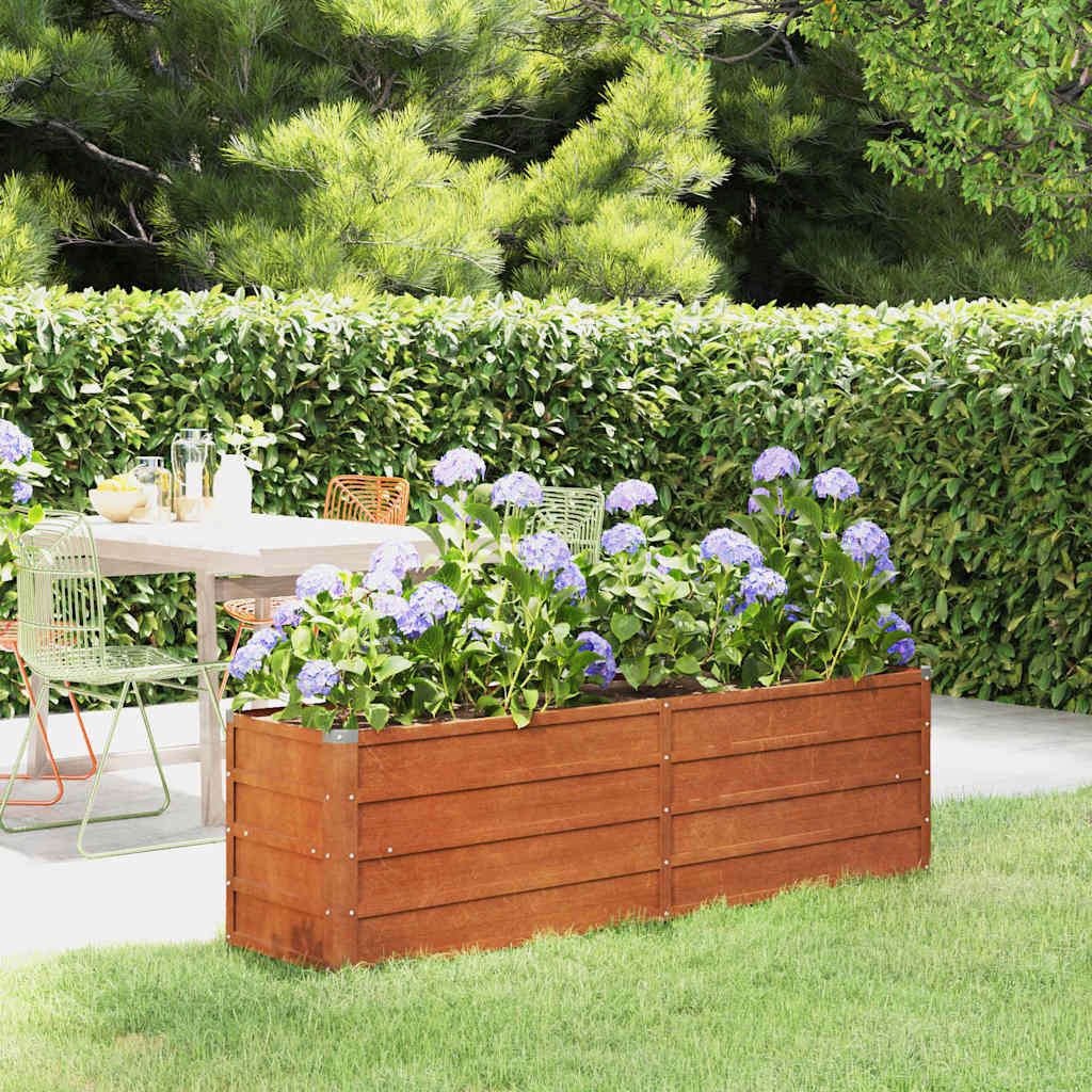 Letto Rialzato da Giardino Ruggine 160x40x45 cm Acciaio Corten vidaXL