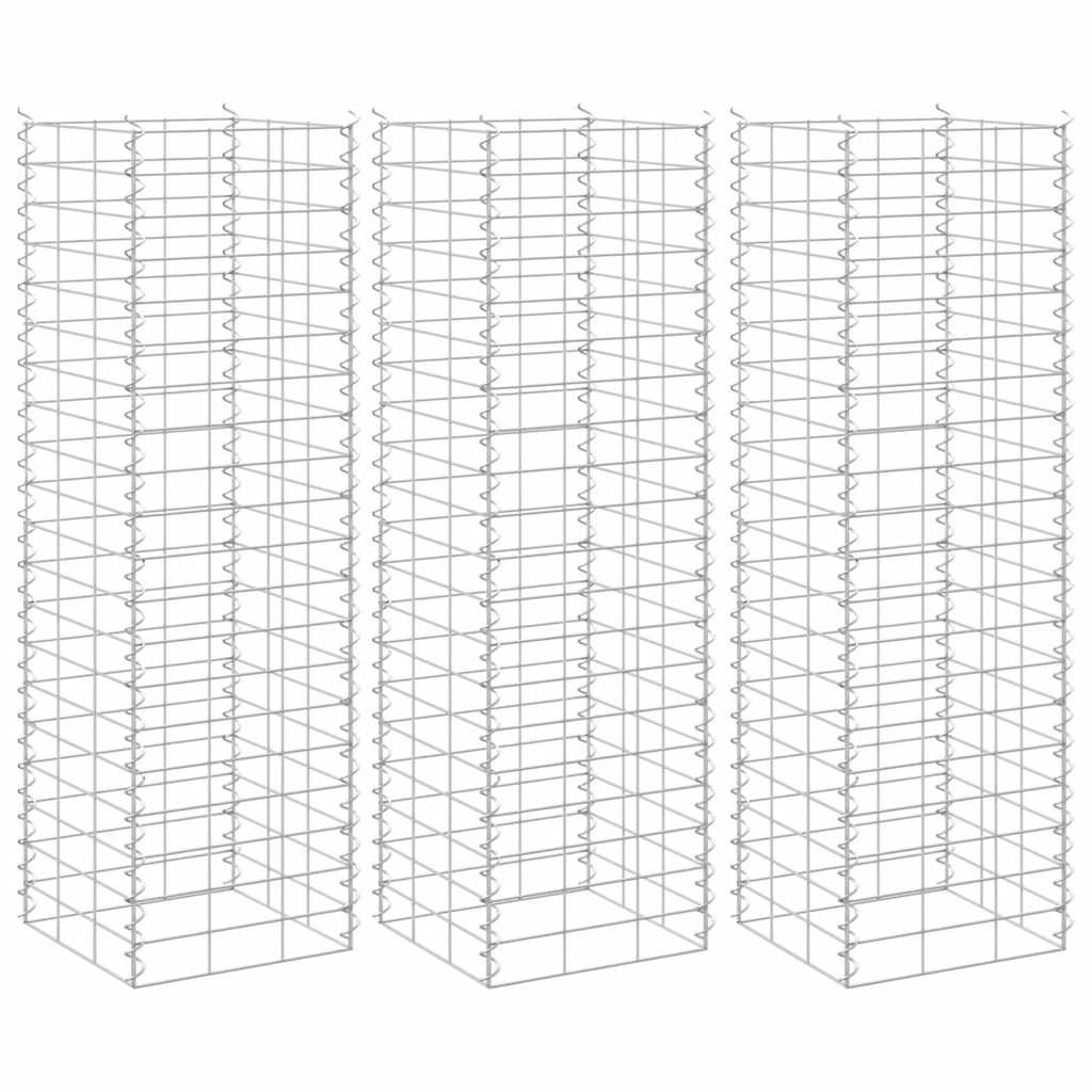 Fioriere Rialzate a Gabbione 3 pz 30x30x100 cm in Ferro vidaXL