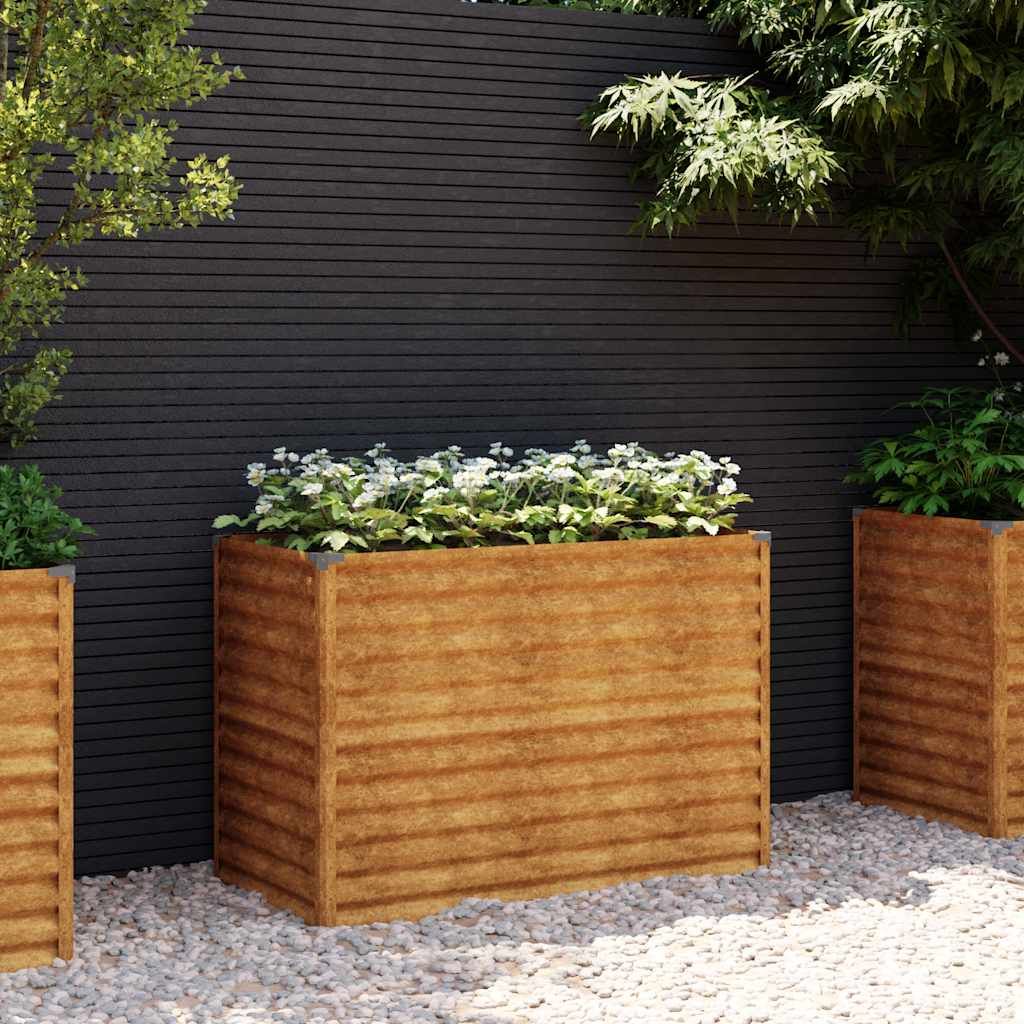 Letto rialzato da giardino 100x50x69 cm in acciaio Corten vidaXL