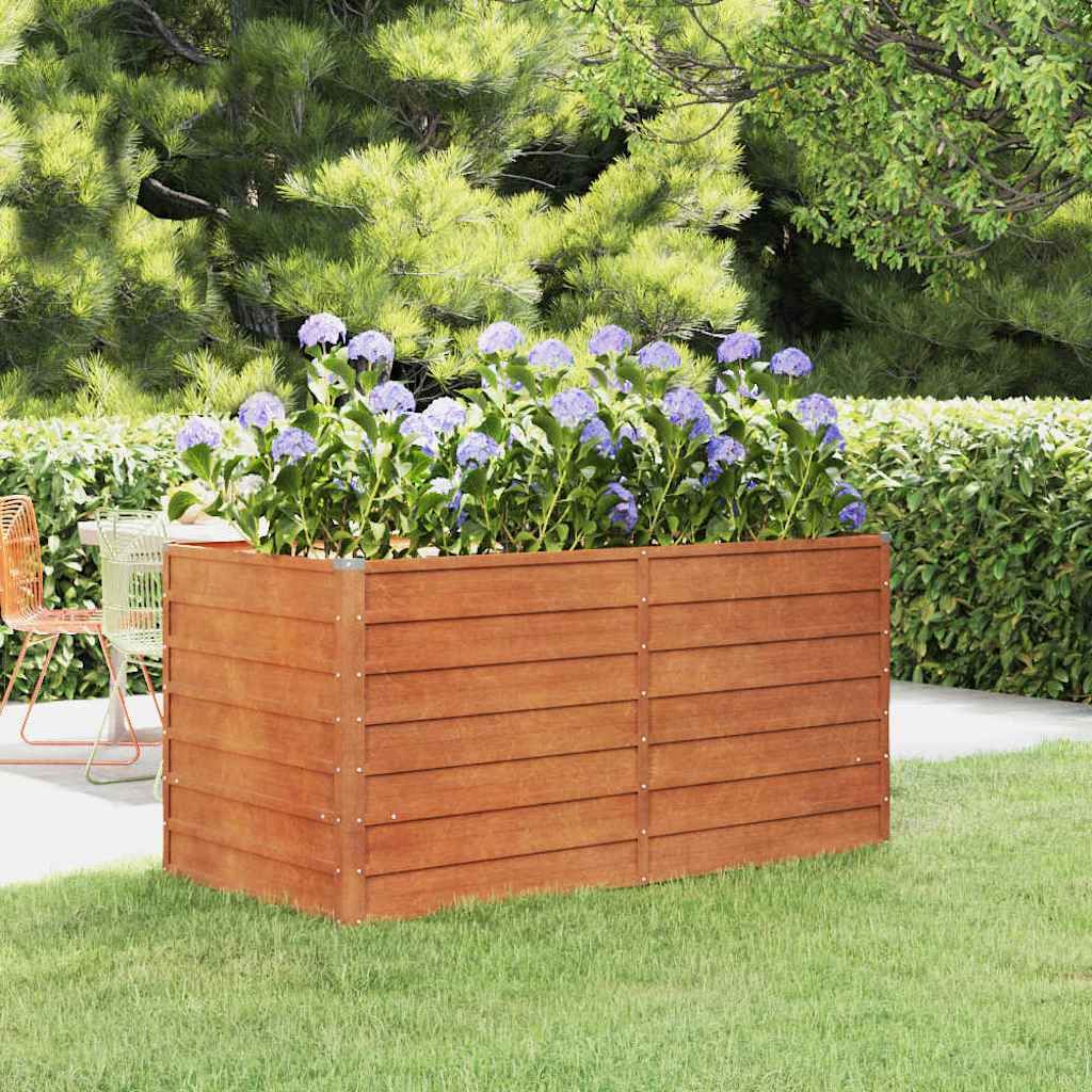 Letto Rialzato da Giardino Ruggine 160x80x77 cm Acciaio Corten vidaXL