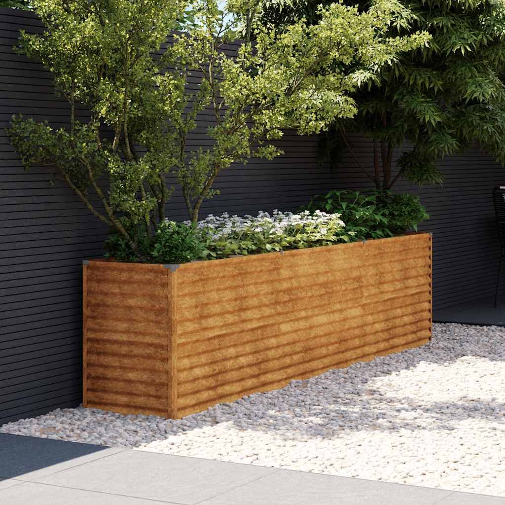 Letto rialzato da giardino 291x50x69 cm in acciaio Corten vidaXL