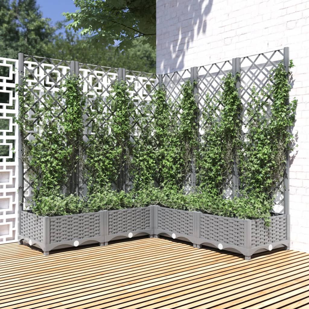 Fioriera Giardino e Graticcio Grigio Chiaro 120x120x121,5cm PP vidaXL