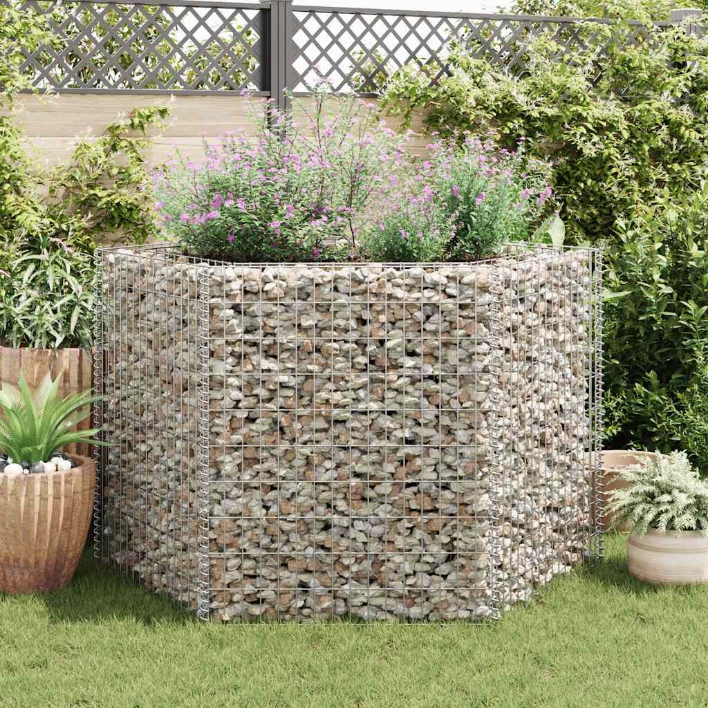Gabbione Letto Rialzato da Giardino Esagonale 160x140x100 cm vidaXL