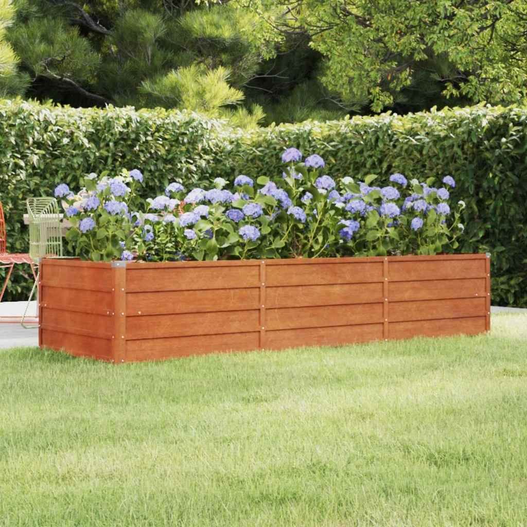 Letto Rialzato da Giardino Ruggine 240x80x45 cm Acciaio Corten vidaXL