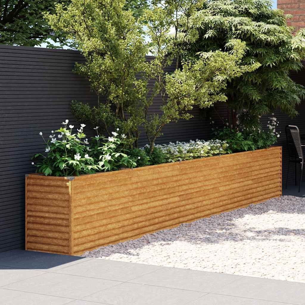 Letto rialzato da giardino 482x50x69 cm in acciaio Corten vidaXL
