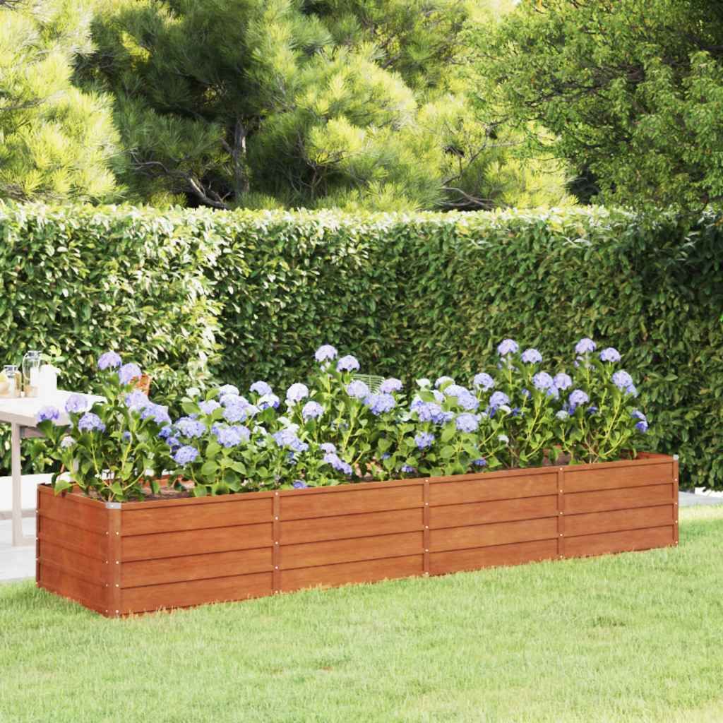 Letto Rialzato da Giardino Ruggine 320x80x45 cm Acciaio Corten vidaXL