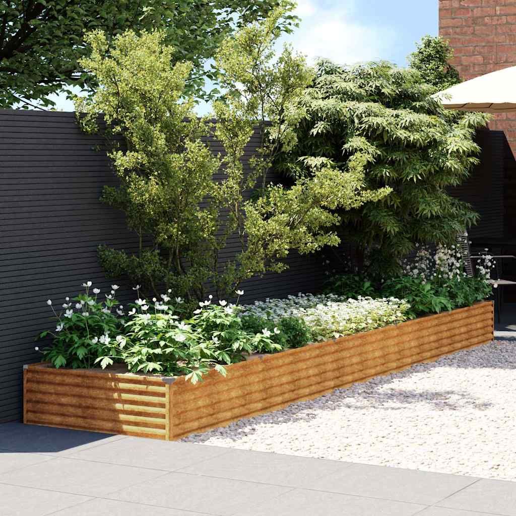 Fioriera Rialzata da Giardino 482x100x36 cm in Acciaio Corten vidaXL
