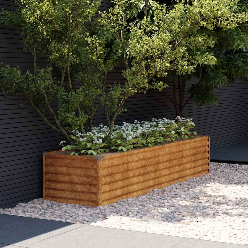 Letto rialzato da giardino 194x50x36 cm in acciaio Corten vidaXL