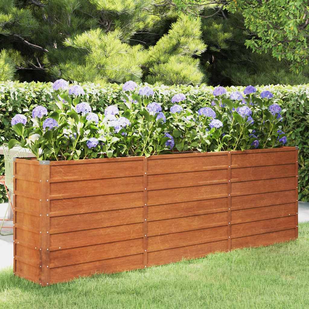 Letto Rialzato da Giardino Ruggine 240x40x77 cm Acciaio Corten vidaXL