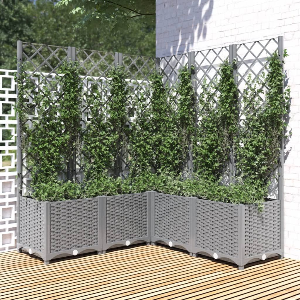Fioriera Giardino con Graticcio Grigio Chiaro 120x120x136cm PP vidaXL