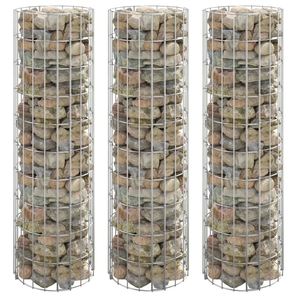 Fioriere Gabbione Circolare 3 pz in Acciaio Zincato Ø30x100 cm vidaXL