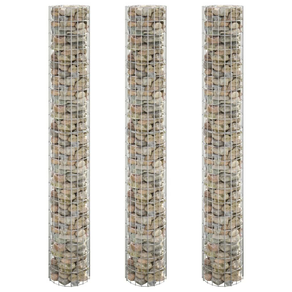Fioriere Gabbione Circolare 3 pz in Acciaio Zincato Ø30x200 cm vidaXL