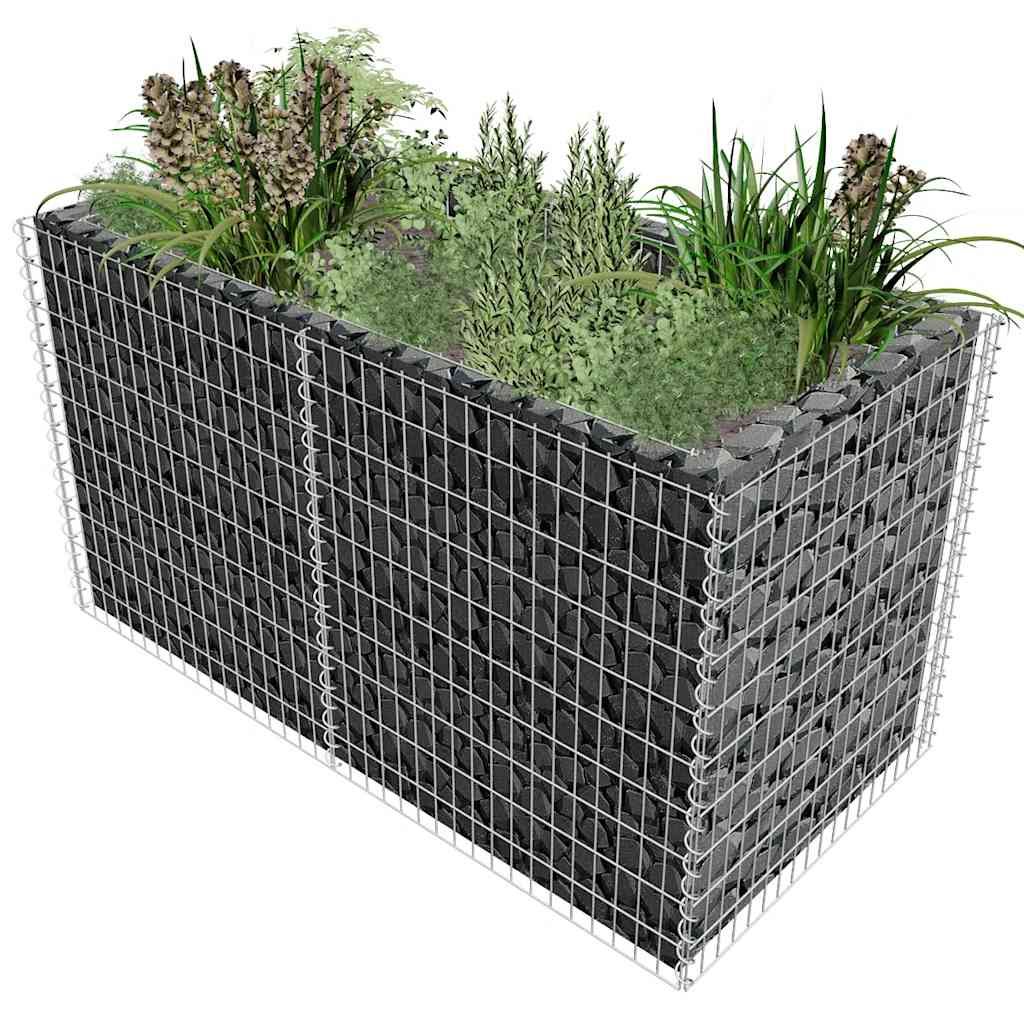 Gabbione Letto Rialzato Giardino Acciaio 180x90x100 cm Argento vidaXL