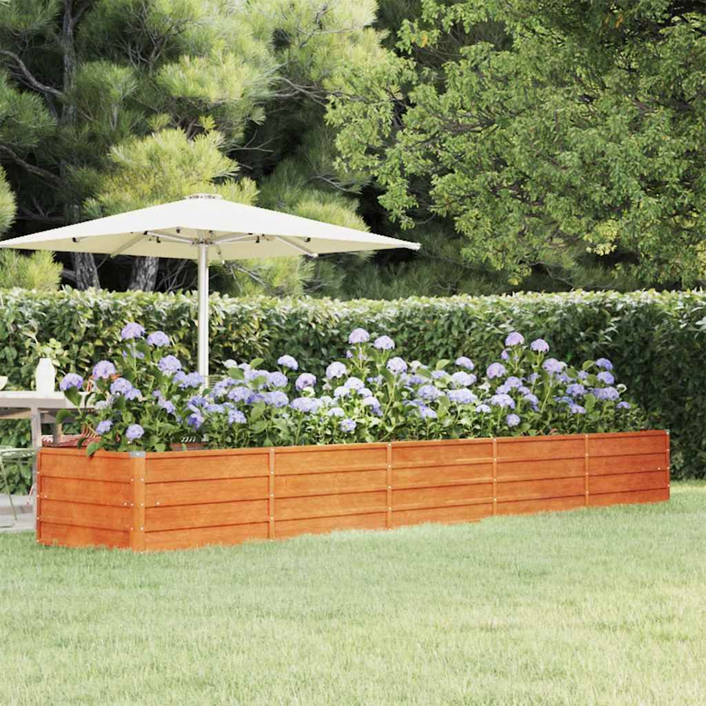 Letto Rialzato da Giardino Ruggine 400x80x45 cm Acciaio Corten vidaXL